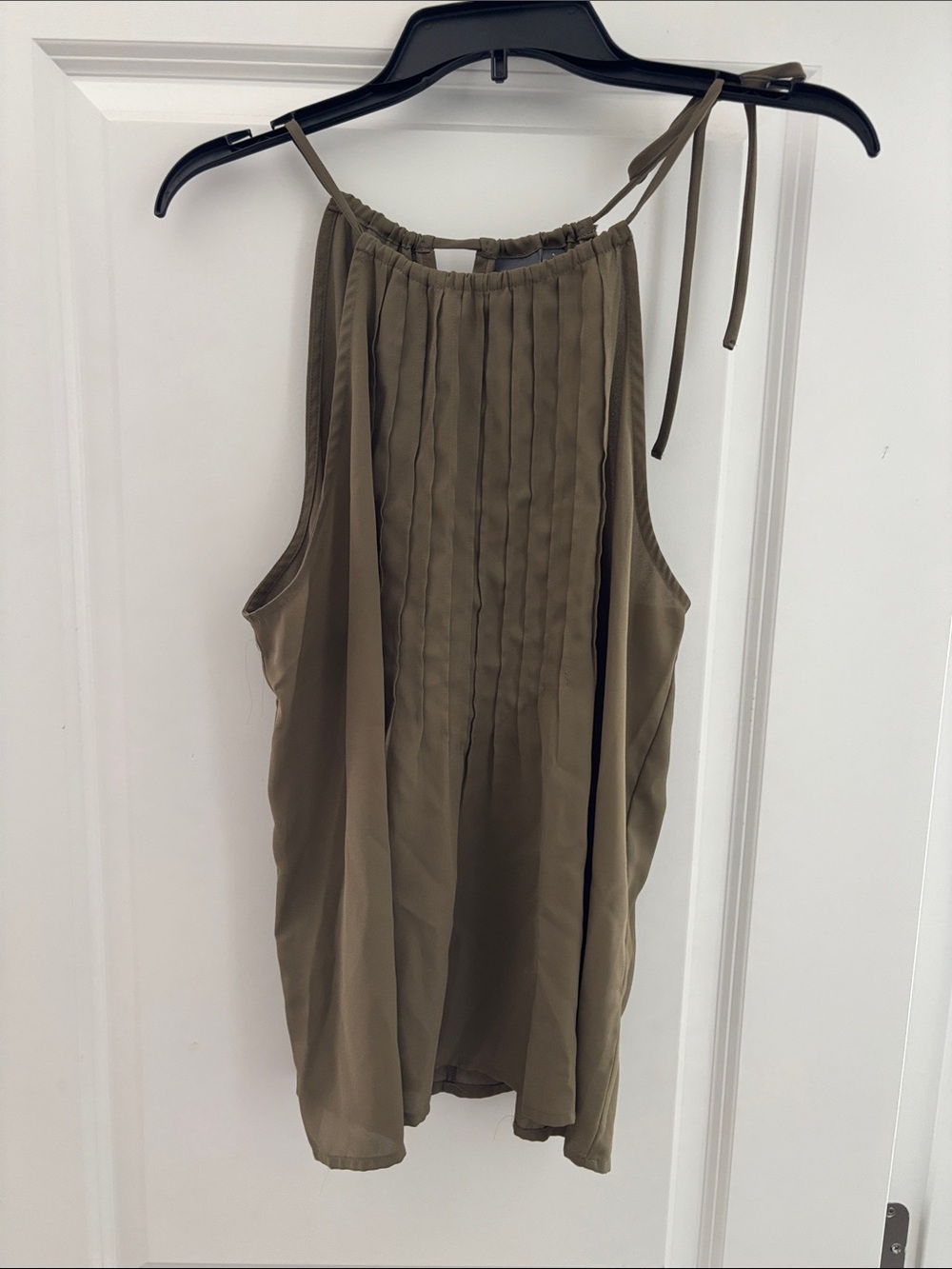 Soho Olive Pleated Halter Tie-Neck Camisole